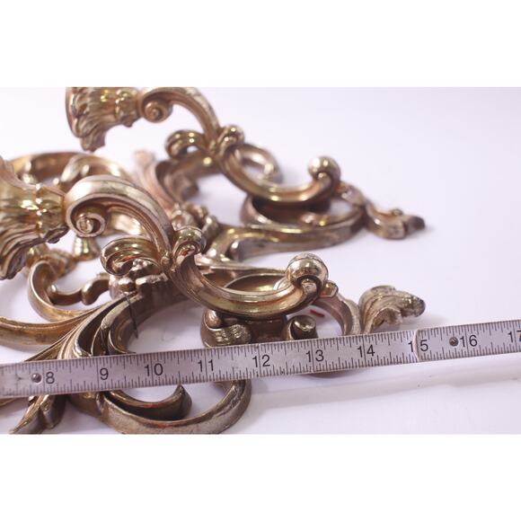 Baroque, Candlestick Holders, Set of 2, Golden Tone, Wall Mount, ~ 250605-WH 322 - Picture 3 of 3